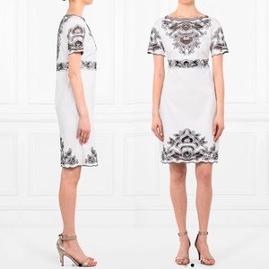 ANNE FONTAINE white and black embroidered faux leather Pricilla shift dress NEW